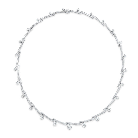 UU2649 Vela Crossover French Cut Pavé Necklace