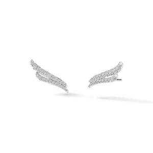 UU2803 VELA French Cut Pavé Double Row Diamond Climber Earrings