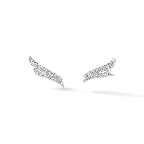 UU2803 VELA French Cut Pavé Double Row Diamond Climber Earrings