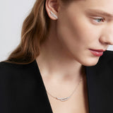 UU2803 VELA French Cut Pavé Double Row Diamond Climber Earrings