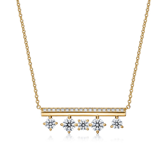 UU2839 Barre Floating Diamond Pavé Necklace