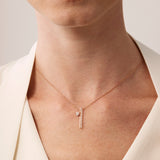 UU2841 Barre Floating Single Diamond Pavé Necklace