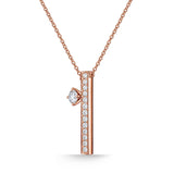 UU2841 Barre Floating Single Diamond Pavé Necklace