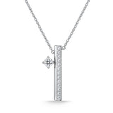 UU2841 Barre Floating Single Diamond Pavé Necklace