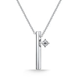 UU2841 Barre Floating Single Diamond Pavé Necklace