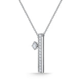 UU2841 Barre Floating Single Diamond Pavé Necklace
