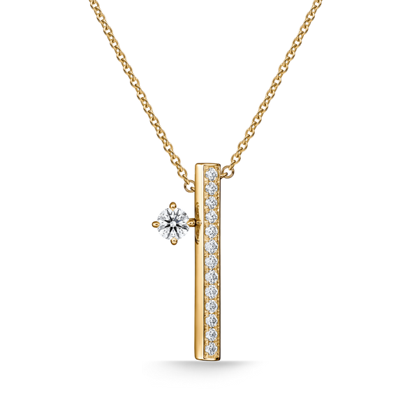 UU2841 Barre Floating Single Diamond Pavé Necklace