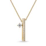 UU2841 Barre Floating Single Diamond Pavé Necklace
