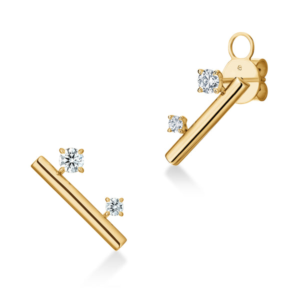 UU2850 Barre Floating Diamond Climber Earrings