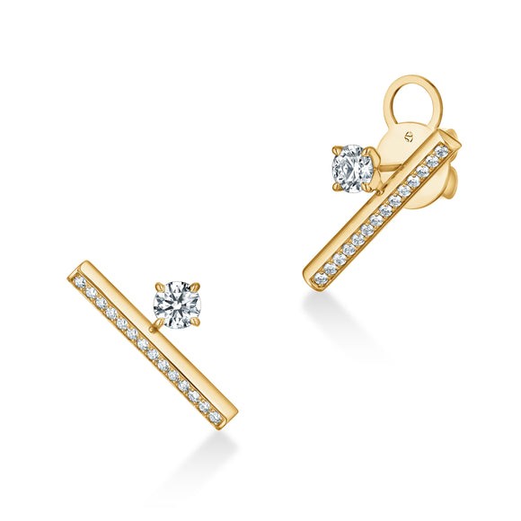 UU2851 Barre Floating Single Diamond Pavé Climber Earrings