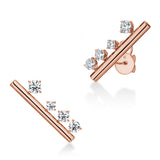 UU2879 Barre Floating Diamond Large Climber Earrings