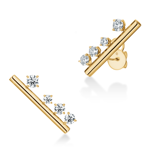 UU2879 Barre Floating Diamond Large Climber Earrings