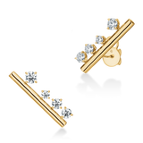 UU2879 Barre Floating Diamond Large Climber Earrings