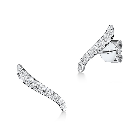 UU2904 VELA French Cut Pavé Diamond Climber Earrings