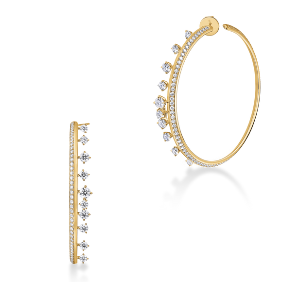 UU2907 Barre Floating Diamond Large Hoops