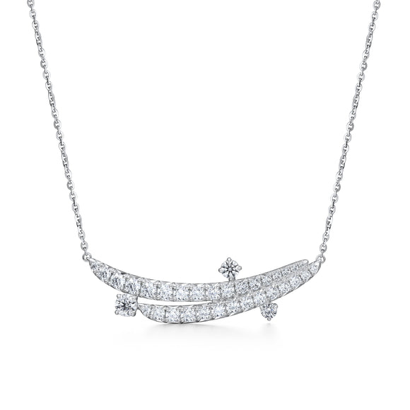 UU2920  VELA French Cut Pavé Diamond Floating Pendant Necklace