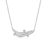 UU2920  VELA French Cut Pavé Diamond Floating Pendant Necklace