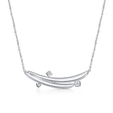 UU2920  VELA French Cut Pavé Diamond Floating Pendant Necklace
