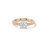 UU2963  VELA Cathedral Solitaire Ring with Diamond Band