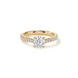 UU2963  VELA Cathedral Solitaire Ring with Diamond Band
