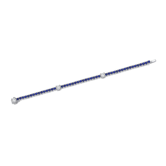 CBDD201_SB Diamond Line Sapphire Alternating Bracelet