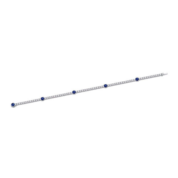 CBDD202_SB Diamond Line Sapphire Alternating Bracelet