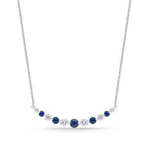 CNDD130_SB Diamond Line Sapphire Line Necklace