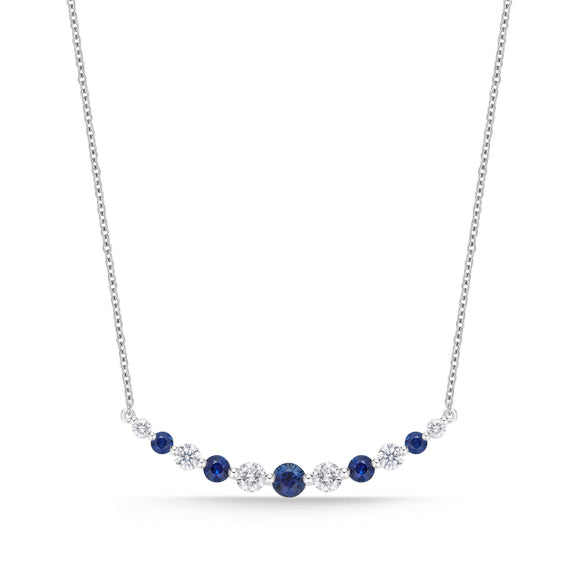 CNDD130_SB Diamond Line Sapphire Line Necklace