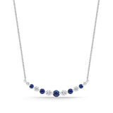 CNDD130_SB Diamond Line Sapphire Line Necklace