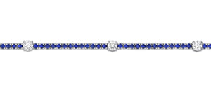 CNDD201_SB Diamond Line Sapphire Line Necklace