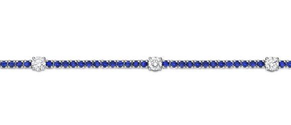 CNDD201_SB Diamond Line Sapphire Line Necklace