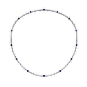 CNDD202_SB Diamond Line Sapphire Line Necklace