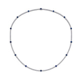 CNDD202_SB Diamond Line Sapphire Line Necklace