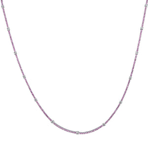 CNDD301_SP Diamond Line Sapphire Line Necklace