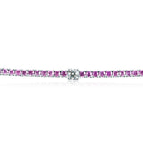 CNDD301_SP Diamond Line Sapphire Line Necklace