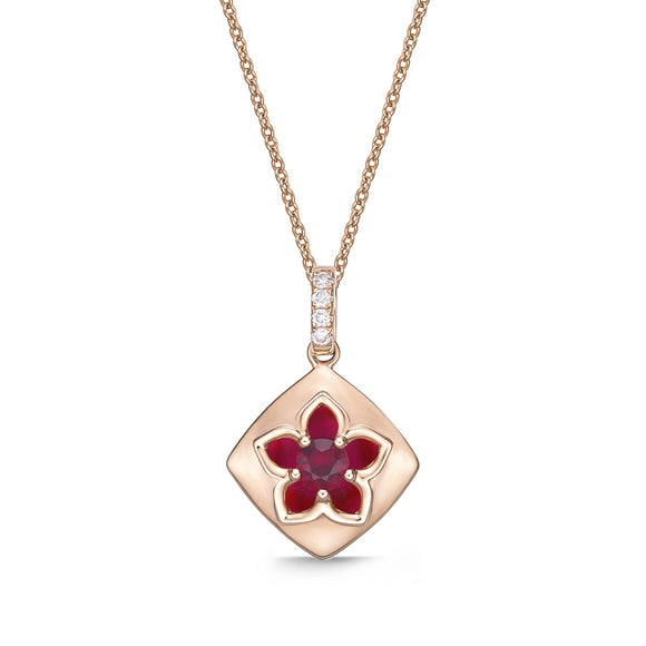FCVL107_RU Valley of Light Ruby Illusion-setting Necklace