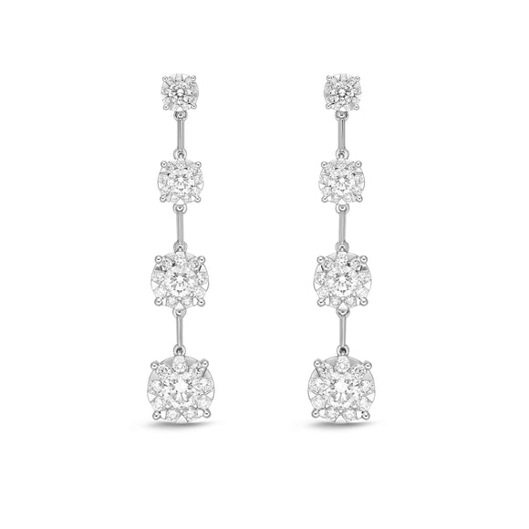 FEBQ195_00 Diamond Bouquets Dangling Earrings