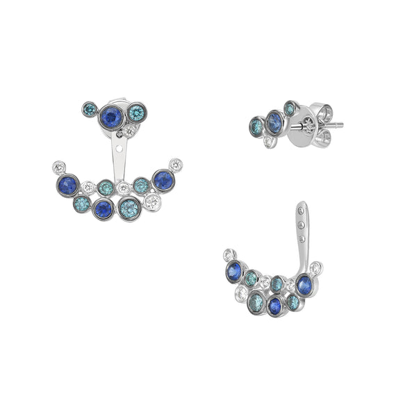 FEBZ101_SB Bezel Sapphire Studs Earrings