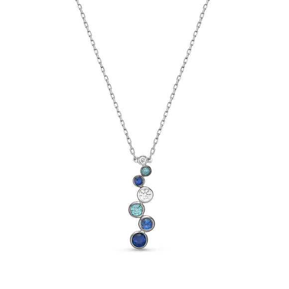 FNBZ101_SB Bezel Sapphire Fashion Necklace