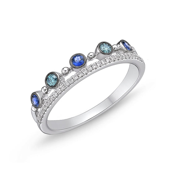 FRBZ102_SB Bezel Sapphire Fashion Ring