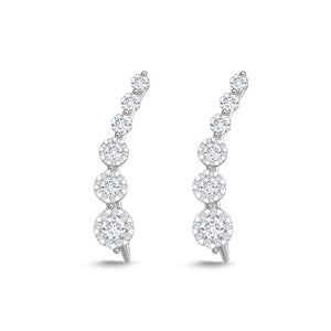 FXBQ301_00 Diamond Bouquets Climber Single Earring