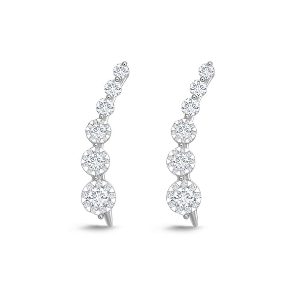 FXBQ301_00 Diamond Bouquets Climber Single Earring