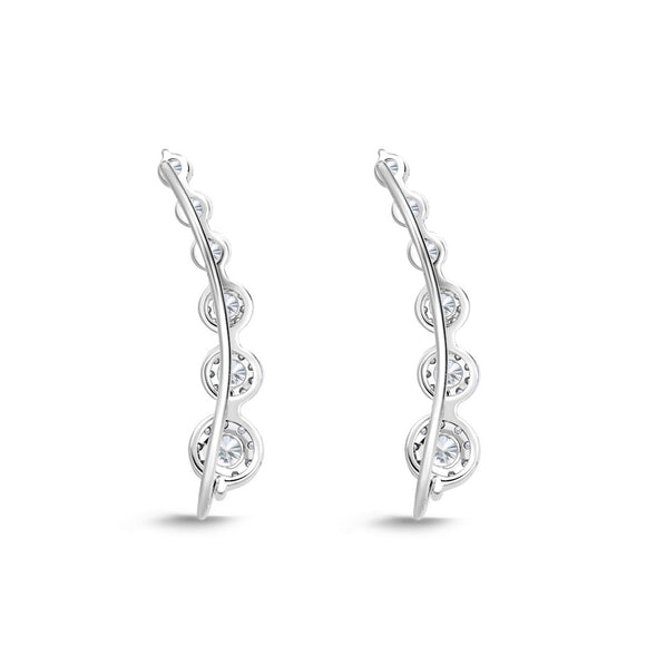 FXBQ306_00 Diamond Bouquets Climber Single Earring