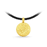 GNCN245_00 24K Zodiac Leo Small Pendant with Black strap
