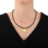 GNCN245_00 24K Zodiac Leo Small Pendant with Black strap