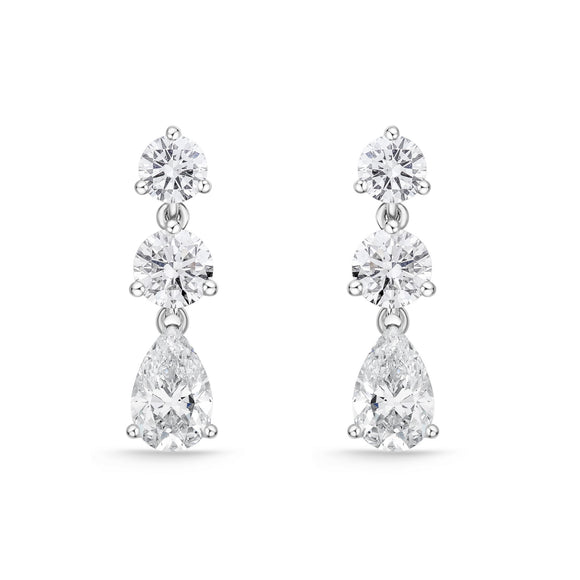 QEDD*05_00 Diamond Line Dangling Semi-Mount Earrings